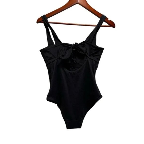 Knix Balcony Cup One Piece Wide Strap Back Tie Closure Swimsuit Size Medium NWT - Picture 2 of 6
